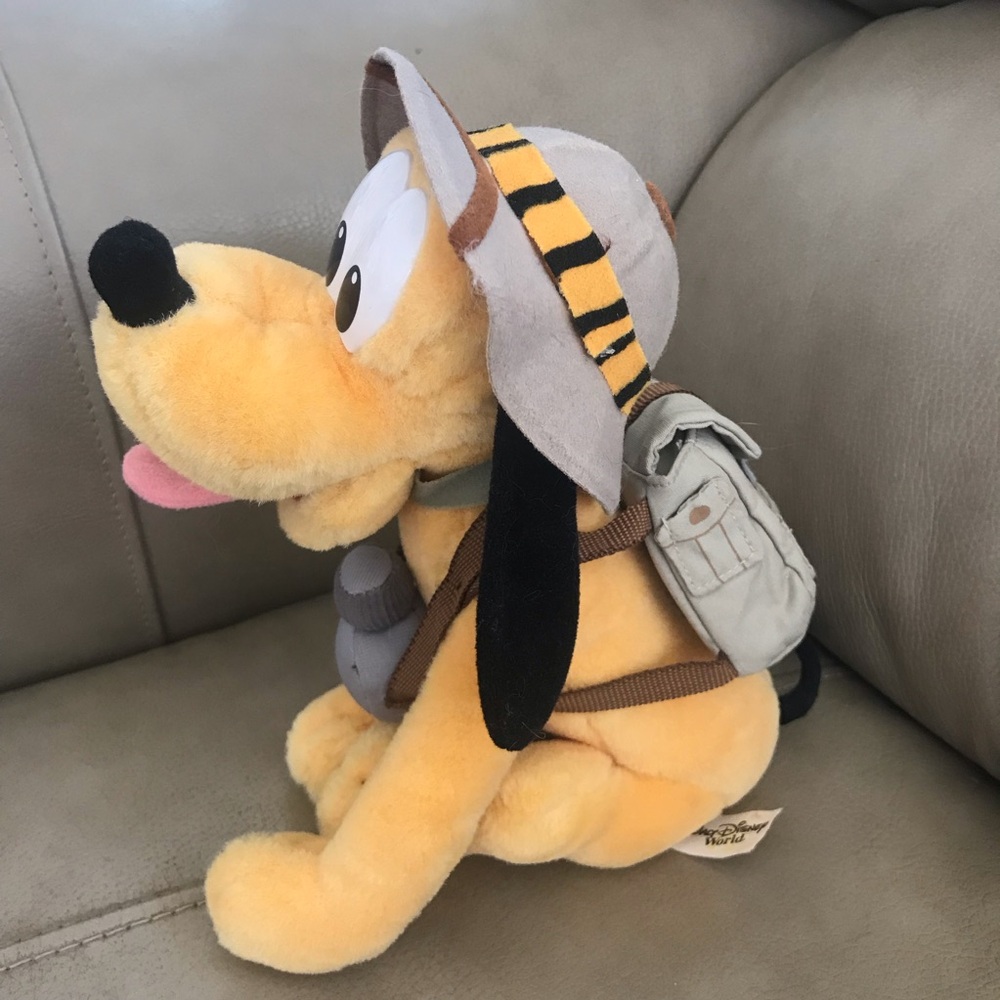 Disney Pluto Stuffed Animal Plush with Safari Hat - Gold and‎ Black